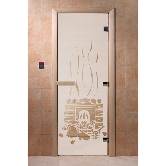 Дверь «Банька», размер коробки 200 × 80 см, левая, цвет сатин