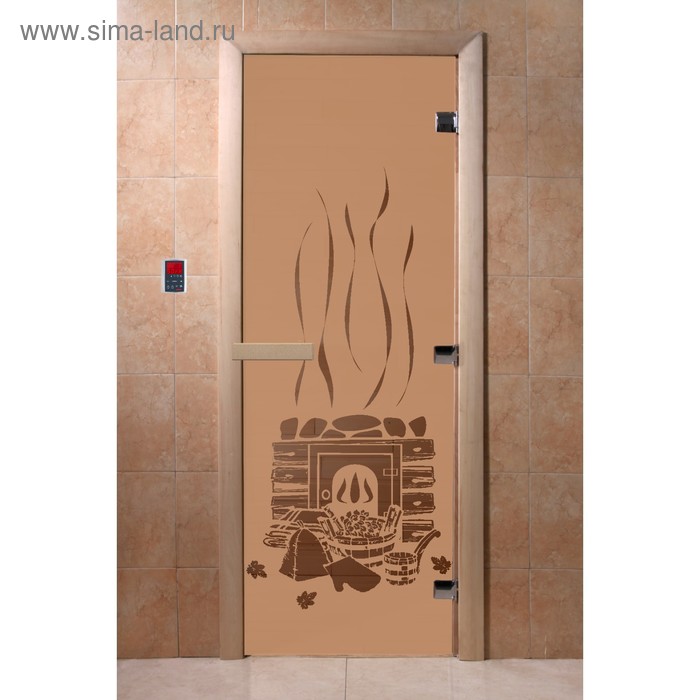 Дверь стеклянная «Банька», размер коробки 200 × 80 см, 8 мм, матовая бронза - Фото 1