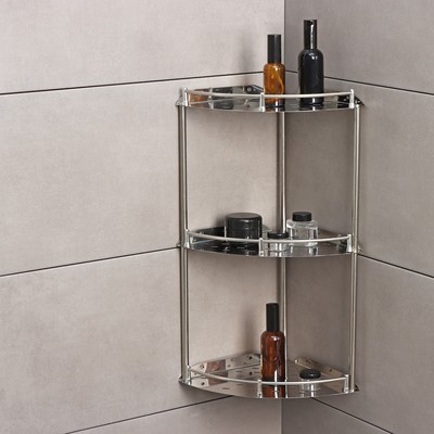 Полка угловая 3-х ярусная, 22.5×32×54 см, нержавеющая сталь