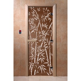 Дверь стеклянная «Бамбук и бабочки», размер коробки 190 × 70 см, 8 мм, бронза