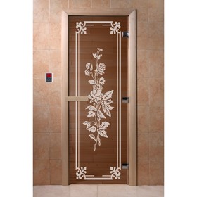 Дверь «Розы», размер коробки 190 × 70 см, левая, цвет бронза