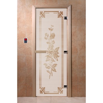 Дверь «Розы», размер коробки 190 × 70 см, правая, цвет сатин