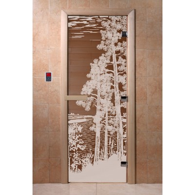 Дверь для бани стеклянная «Рассвет», размер коробки 190 × 70 см, 8 мм, бронза, левая