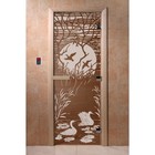 Дверь стеклянная «Лебединое озеро», размер коробки 190 × 70 см, 8 мм, бронза, левая - фото 298158087