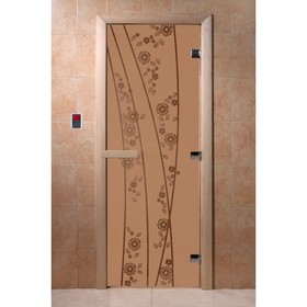 Дверь «Весна цветы», размер коробки 190 × 70 см, левая, цвет матовая бронза