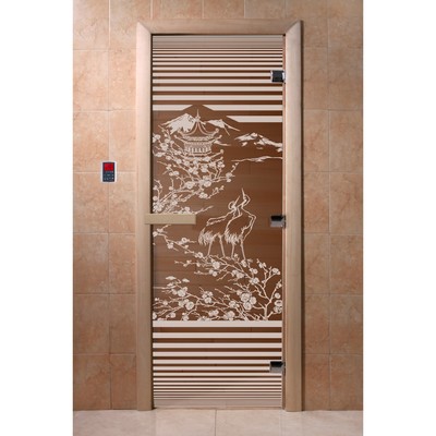 Дверь «Япония», размер коробки 200 × 80 см, правая, цвет бронза