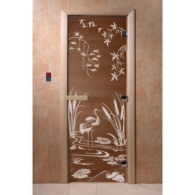 Дверь «Камышевый рай», размер коробки 190 × 70 см, правая, цвет бронза