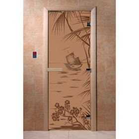 Дверь «Голубая лагуна», размер коробки 200 × 80 см, левая, цвет матовая бронза