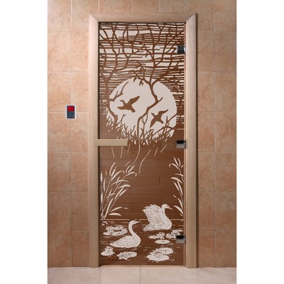 Дверь «Лебединое озеро», размер коробки 200 × 80 см, левая, цвет бронза