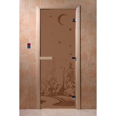 Дверь «Зима», размер коробки 190 × 70 см, правая, цвет матовая бронза