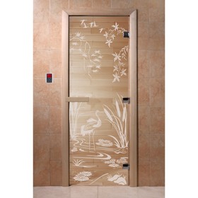 Дверь «Камышевый рай», размер коробки 190 × 70 см, левая, цвет прозрачный