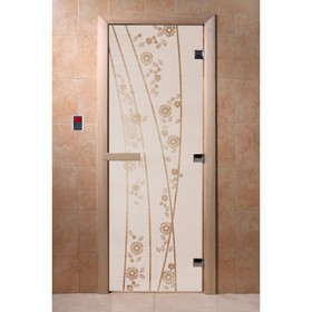 Дверь «Весна цветы», размер коробки 190 × 70 см, левая, цвет сатин
