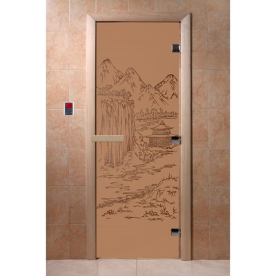 Дверь «Китай», размер коробки 190 × 70 см, левая, цвет матовая бронза