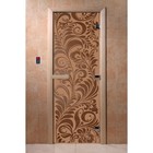 Дверь для сауны «Хохлома», коробка 190 × 70 см, левая, цвет матовая бронза - фото 298158205