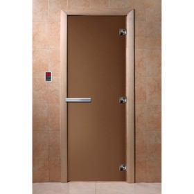 Дверь для бани стеклянная «Бронза матовая», 210 × 90 см, правая, коробка ольха