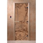 Дверь стеклянная «Мишки», размер коробки 200 × 80 см, 8 мм, матовая бронза, левая - фото 298158215