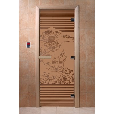 Дверь «Япония», размер коробки 200 × 80 см, левая, цвет матовая бронза