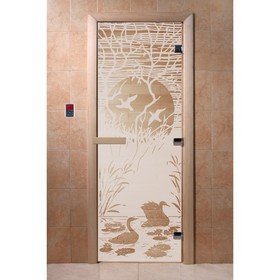 Дверь «Лебединое озеро», размер коробки 200 × 80 см, правая, цвет сатин