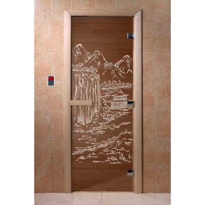 Дверь «Китай», размер коробки 200 × 80 см, левая, цвет бронза