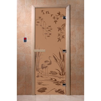 Дверь «Камышовый рай», размер коробки 200 × 80 см, правая, цвет матовая бронза
