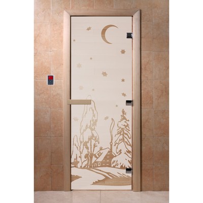 Дверь «Зима», размер коробки 190 × 70 см, левая, цвет сатин