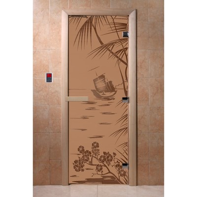 Дверь «Голубая лагуна», размер коробки 190 × 70 см, левая, цвет матовая бронза