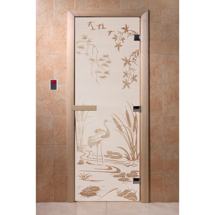 Дверь «Камышевый рай», размер коробки 200 × 80 см, левая, цвет сатин