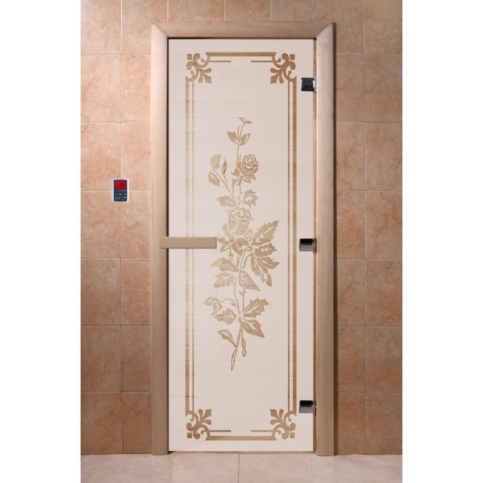 Дверь «Розы», размер коробки 200 × 80 см, правая, цвет сатин