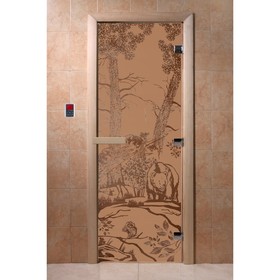 Дверь «Мишки», размер коробки 190 × 70 см, правая, цвет матовая бронза