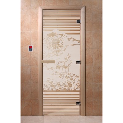 Дверь «Япония», размер коробки 200 × 80 см, правая, цвет сатин