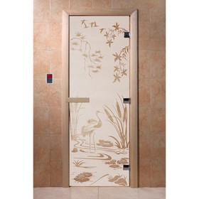 Дверь «Камышевый рай», размер коробки 190 × 70 см, правая, цвет сатин