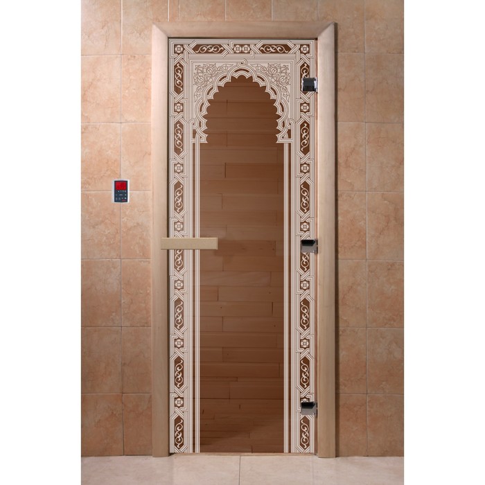Дверь «Восточная арка», размер коробки 200 × 80 см, левая, цвет бронза