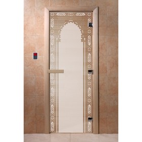 Дверь «Восточная арка», размер коробки 190 × 70 см, левая, цвет сатин
