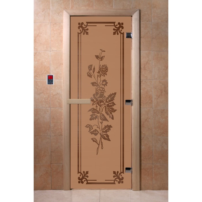 Дверь «Розы», размер коробки 190 × 70 см, правая, цвет матовая бронза
