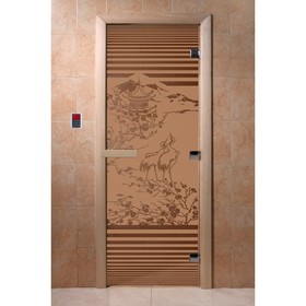 Дверь «Япония», размер коробки 190 × 70 см, левая, цвет матовая бронза