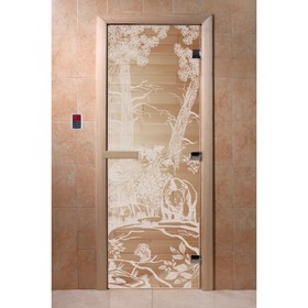 Дверь «Мишки», размер коробки 190 × 70 см, правая, цвет прозрачный