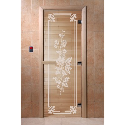 Дверь «Розы», размер коробки 190 × 70 см, левая, цвет прозрачный
