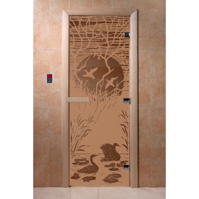 Дверь «Лебединое озеро», размер коробки 200 × 80 см, левая, цвет матовая бронза