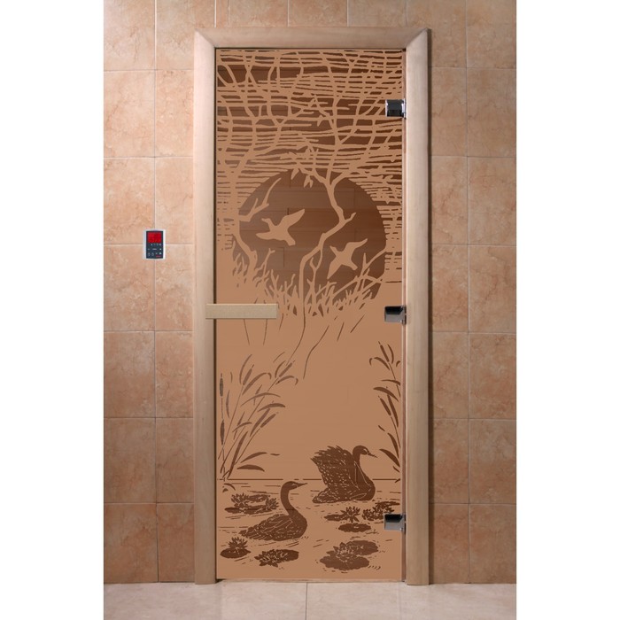 Дверь «Лебединое озеро», размер коробки 190 × 70 см, правая, цвет матовая бронза