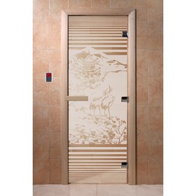 Дверь «Япония», размер коробки 200 × 80 см, левая, цвет сатин