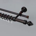 Карниз двухрядный, ширина 160 см, d=28 мм, пластиковые элементы, цвет венге - Фото 1