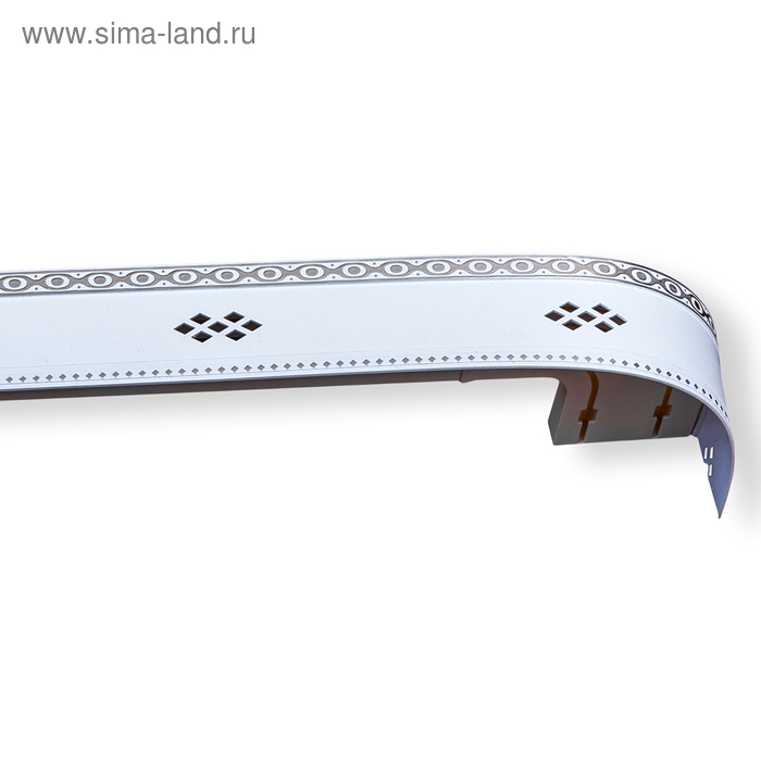 Карниз двухрядный «Ромб», ширина 360 см, серебро, цвет белый