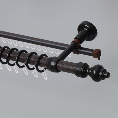 Карниз двухрядный, ширина 140 см, d=28 мм, пластиковые элементы, цвет венге