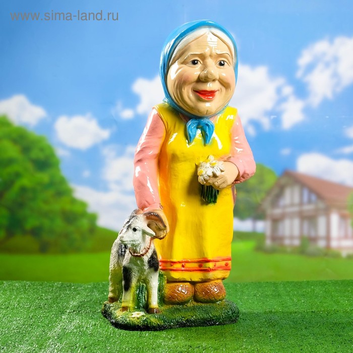 Садовая фигура "Бабка с козой" 14х33х60см - Фото 1