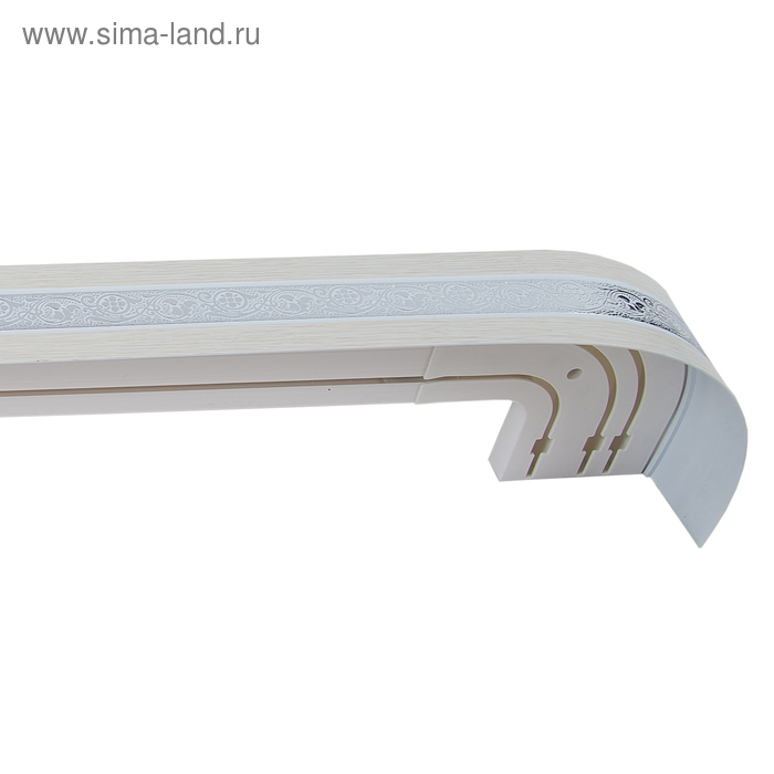 Карниз трёхрядный «Грация», ширина 220 см, серебро, цвет беленый дуб