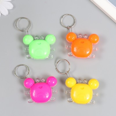 Фонарик брелок для ключей на кольце «Крабик», мигает, 4.5×4 см, МИКС