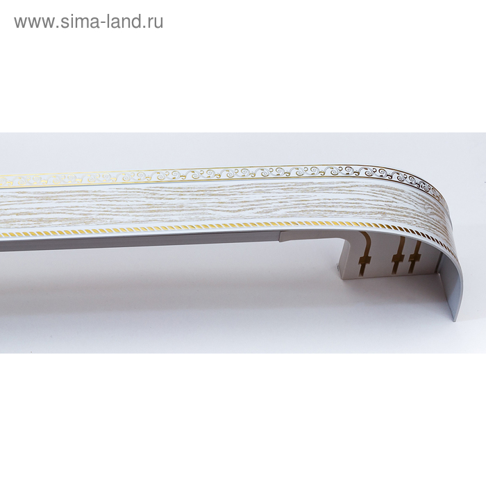 Карниз трёхрядный «Есенин», ширина 260 см, молдинг золото, цвет патина белая - Фото 1