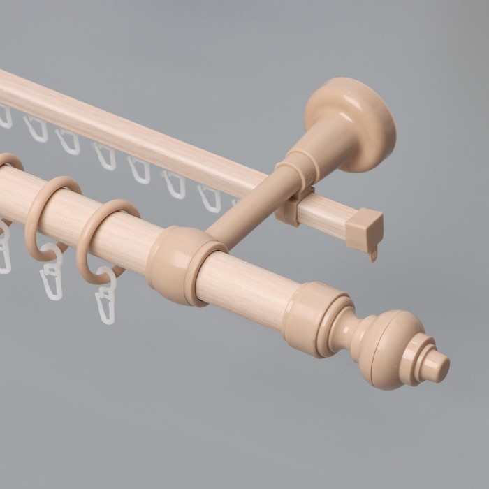 Карниз двухрядный, ширина 140 см, d=28 мм, пластиковые элементы, цвет дуб - Фото 1