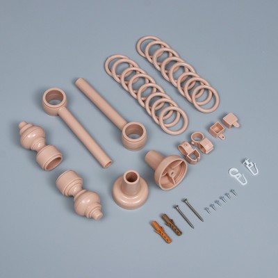 Карниз с U-шиной, 180 см, d=28 мм, пластиковые элементы, дуб