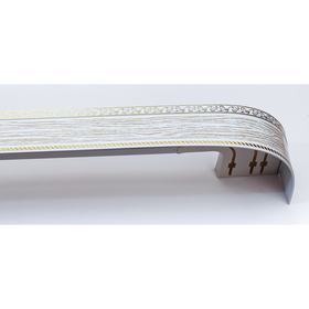 Карниз трёхрядный «Есенин», ширина 340 см, молдинг золото, цвет патина белая
